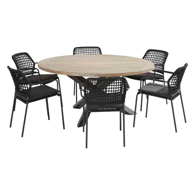 Taste 4SO Barista Dining Anthrazit + Louvre Teak Tabelle 160 Ø CM