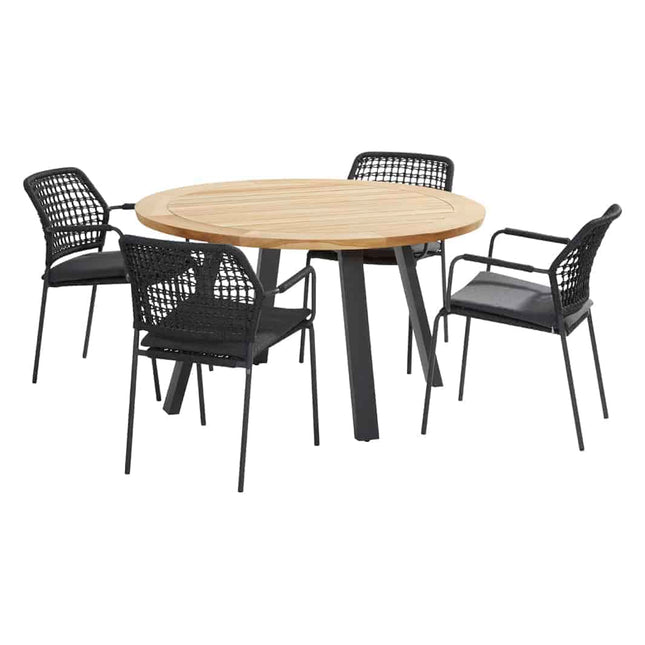 Taste 4SO Barista Dining Anthrazit + Ambassador Teaktabelle 130 Ø CM