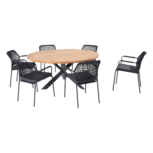 Taste 4SO Barista Dining Anthrazit + Prado Teak Tabelle 160 Ø cm