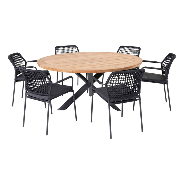 Taste 4SO Barista Dining Anthrazit + Prado Teak Tabelle 160 Ø cm