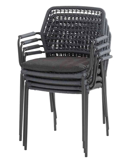Taste 4SO Barista Dining Anthrazit + Prado Teaktabelle 130 Ø cm