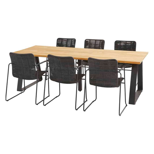 Taste 4SO Palma Dining Anthrazit + Basso Teaktabelle 240 cm