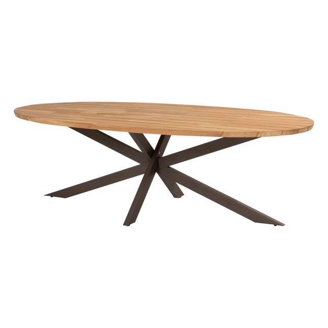 4 Seasons Outdoor Bernini Essstuhl + Taste 4SO Prado Teak Tisch Oval 240 cm Terre Onderstel