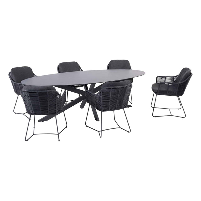 Taste 4SO Belmond Dining Anthrazit + 4 Seasons Outdoor Privada Tisch HPL 240 cm Ovaal