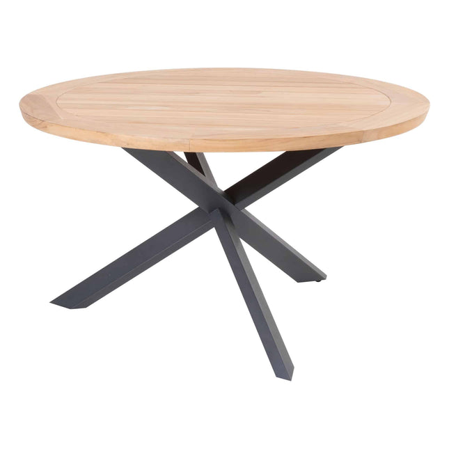 4 Seasons Outdoor Aprilla Ess Anthrazit + Taste 4SO Prado Teaktisch 130 Ø CM