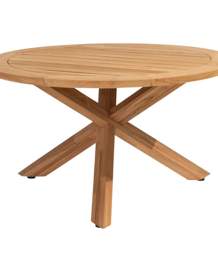 4 Seasons Outdoor Fabrice Essstuhl Latte + Geschmack 4SO Prado Teaktisch 130 Ø CM Teak -Teakbasis