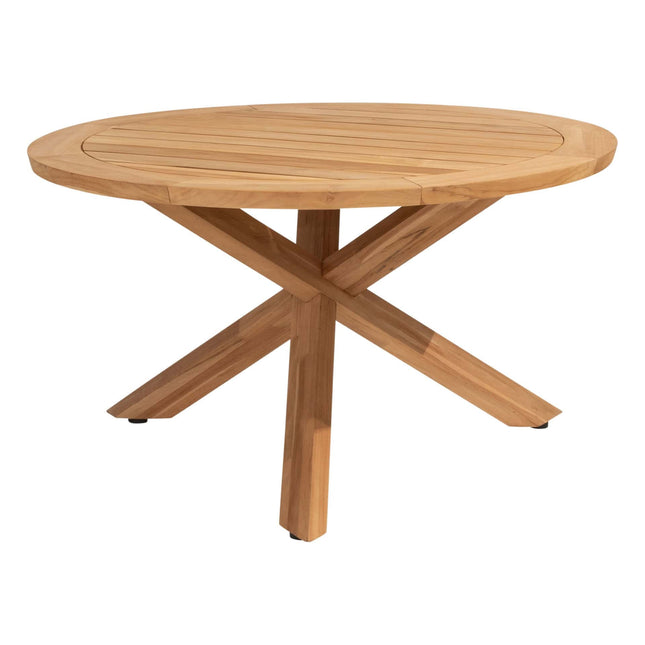4 Seasons Outdoor Fabrice Essstuhl Latte + Taste 4SO Prado Teaktisch 130 Ø CM Teak -Teakbasis