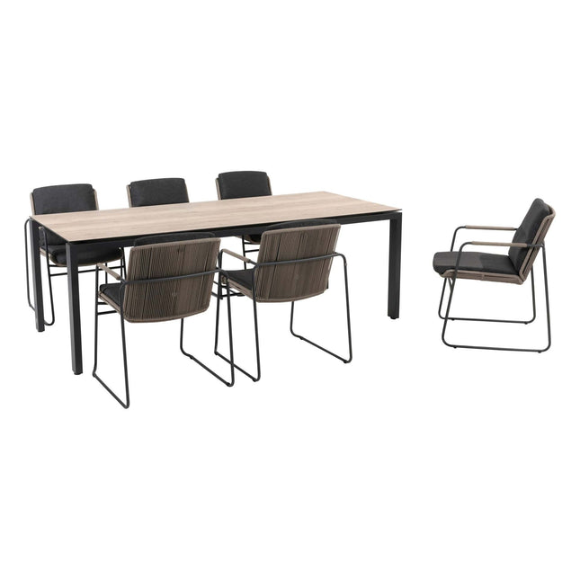 Taste 4SO Parma Stapelbares Essen + 4 Seasons Outdoor Goa Tisch HPL Holz 220 cm