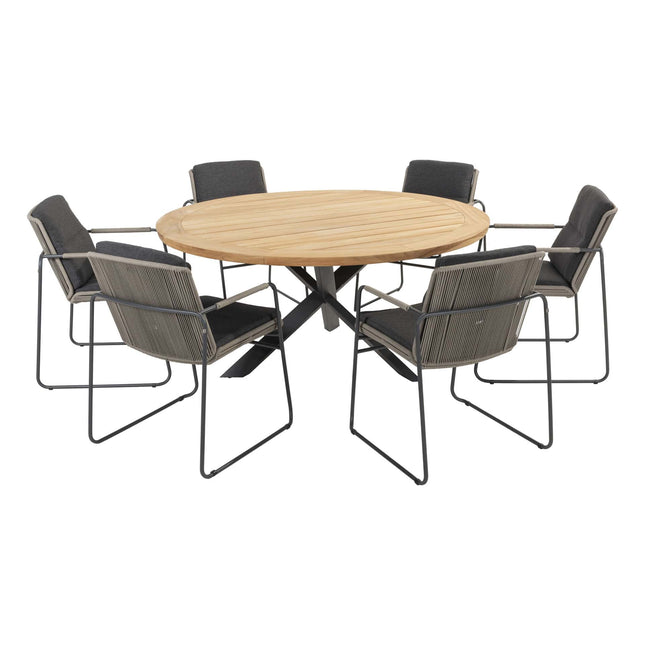 Taste 4SO Parma Stackbares Essen + Prado Teak Tabelle 160 Ø CM