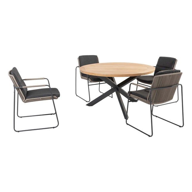 Taste 4SO Parma Stackbares Essen + Prado Teaktabelle 130 Ø cm