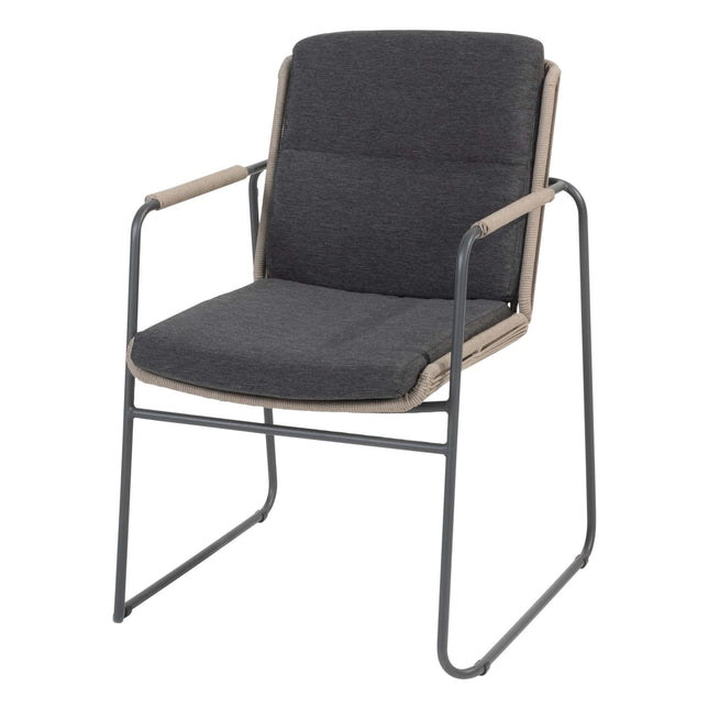 Taste 4SO Parma Stapelbares Essen + 4 Jahreszeiten Outdoor Goa Tisch HPL 95 cm Schiefer Anthrazit