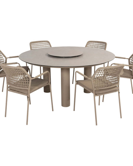 Taste 4SO Barista Essstuhl Latte + Donato Tisch Keramik Latte 160 Ø CM + Lazy Susan