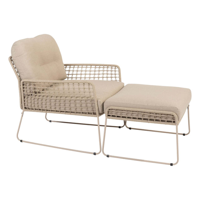 4 Seasons Outdoor Sardinia Chaise Lounge Bank + Taste 4SO Albano Lounge Chair + Verdi Coucht Tabelle 73 Ø CM