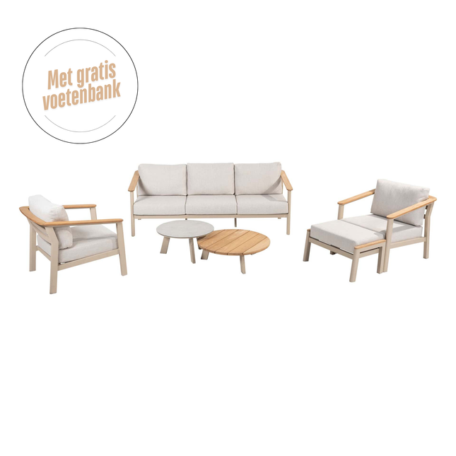 Taste 4SO Olivia Lounge Set 3-Sitzer-Lounge-Sofa + 2x Lounge Chair + Emma Kaffeetische