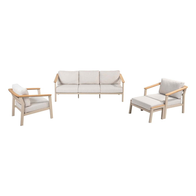 Taste 4SO Olivia Lounge Set 3-Sitzer-Lounge-Sofa + 2x Lounge Stuhl + Fußschemel