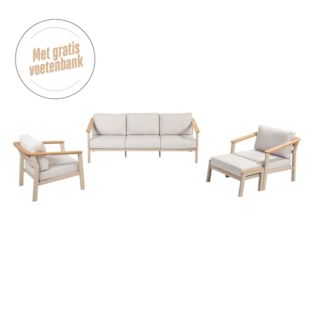 Taste 4SO Olivia Lounge Set 3-Sitzer-Lounge-Sofa + 2x Lounge Stuhl + Fußschemel