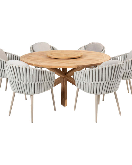 Taste 4SO Eva Dining + Prado Teak Tabelle 160 Ø CM + Lazy Susan