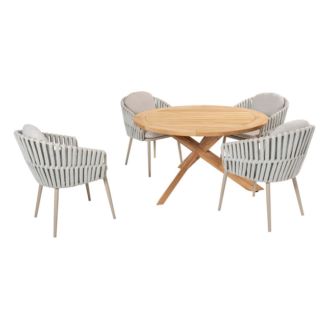 Taste 4SO Eva Dining + Prado Teak Tabelle 130 Ø CM