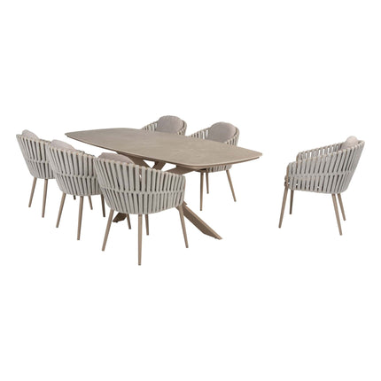 Taste 4SO Eva Dining + Prado Tisch mit Keramik -Tisch -Top -Fass -Latte 240 cm