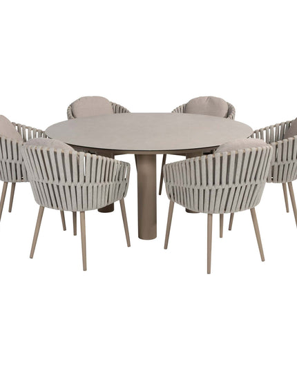 Taste 4SO Eva Dining + Donato Tisch mit bedrucktem Keramiktisch Top 160 Ø cm Latte