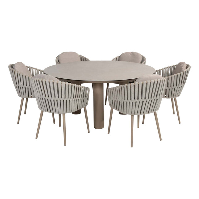 Taste 4SO Eva Dining + Donato Tisch mit bedrucktem Keramiktisch Top 160 Ø cm Latte