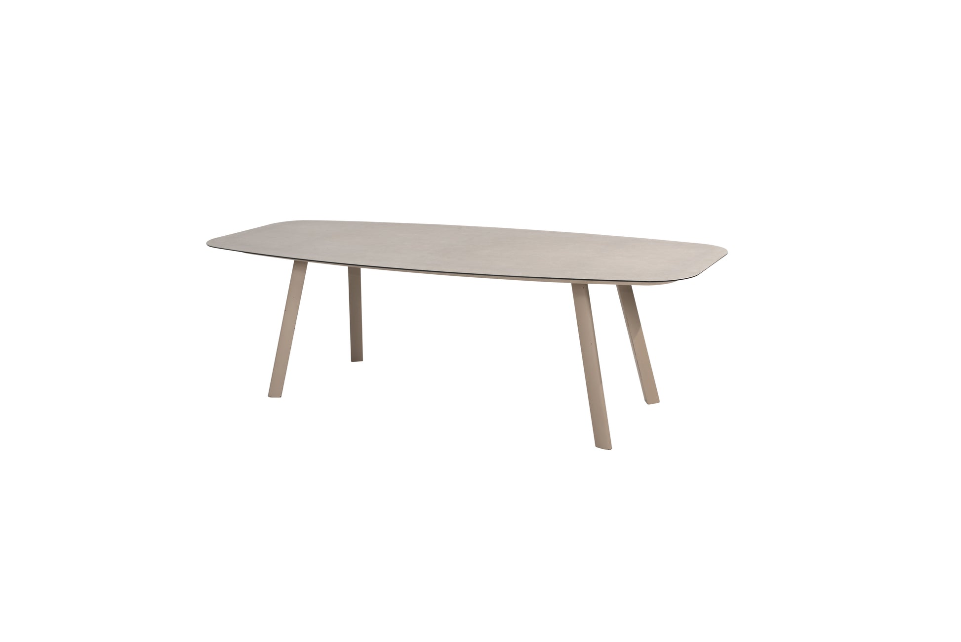 Manolo barrel shape dining table ceramic print 240x103cm Latte