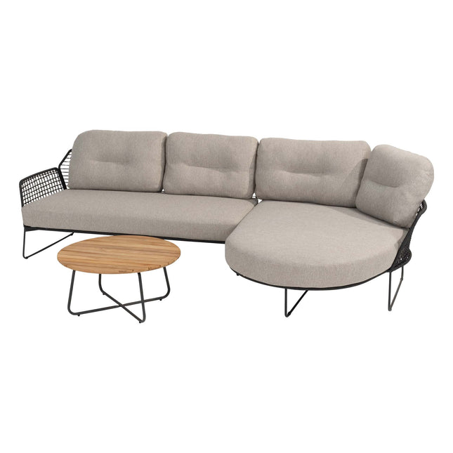 Taste 4SO Rhodes Chaise Lounge Bank + 4 Seasons Outdoor Verdi Kaffee Teak Teak 73 Ø CM