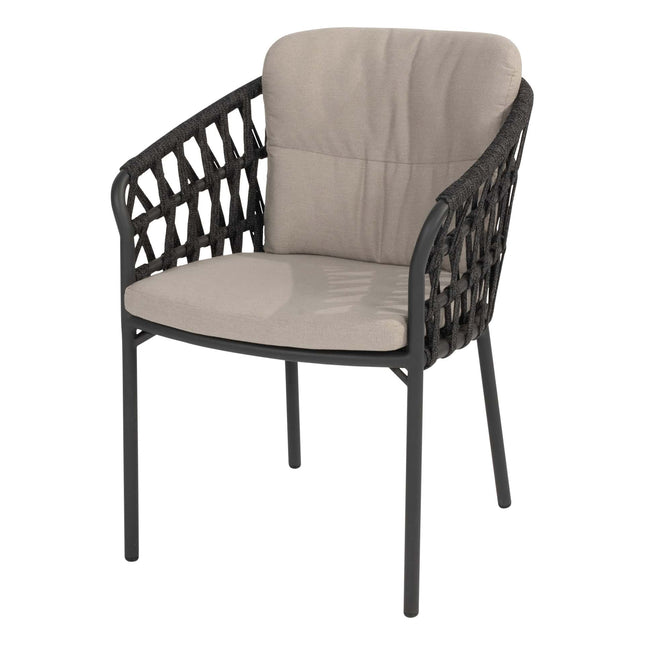 4 Seasons Outdoor Albareto Essstuhl + Taste 4SO Prado Tisch mit Keramik -Tisch -Top -Lauf Anthrazit 240 cm