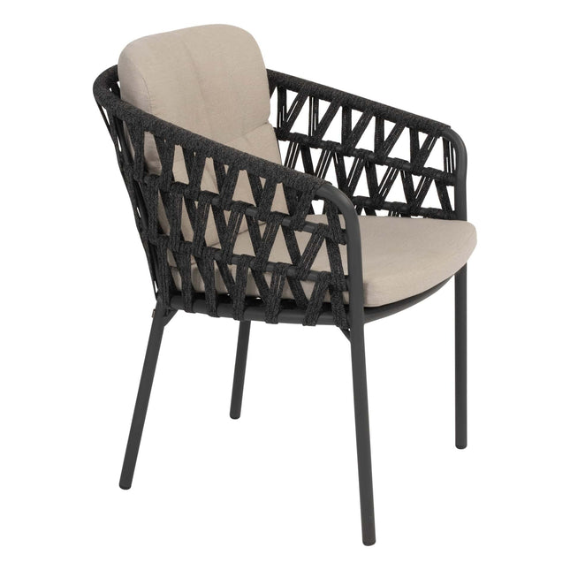 4 Seasons Outdoor Albareto Essstuhl + Taste 4SO Prado Tisch mit Keramik -Tisch -Top -Lauf Anthrazit 240 cm