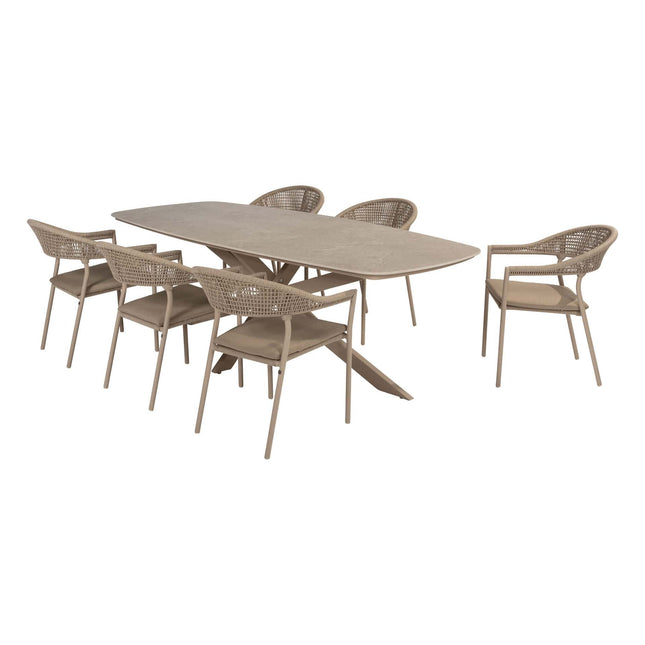 Taste 4SO Sienna Dining + Prado Tisch mit Keramik -Tisch -Top -Fass -Latte 240 cm