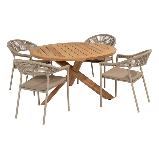 Taste 4SO Sienna Dining + Prado Teak Tabelle 130 Ø CM Teak -Basis