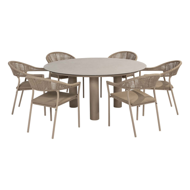 Taste 4SO Sienna Dining + Donato Tisch mit bedrucktem Keramiktisch Top 160 Ø CM Latte
