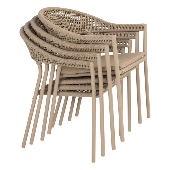 Taste 4SO Sienna Dining + Prado Teak Tabelle 160 Ø CM Latte Basis