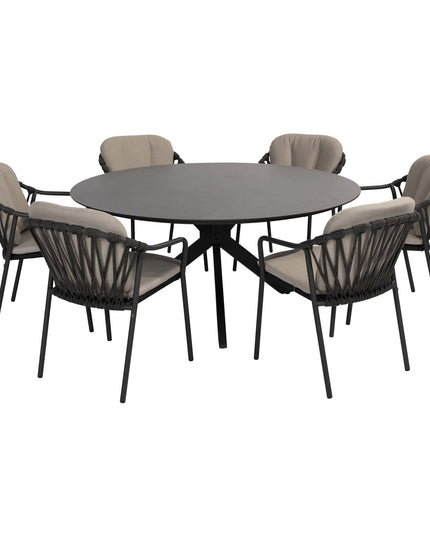 Taste 4SO Manitoba Stackbare Essstuhl Anthrazit + 4 Seasons Outdoor Locarno Tisch HPL Slate Anthrazit 160 Ø cm