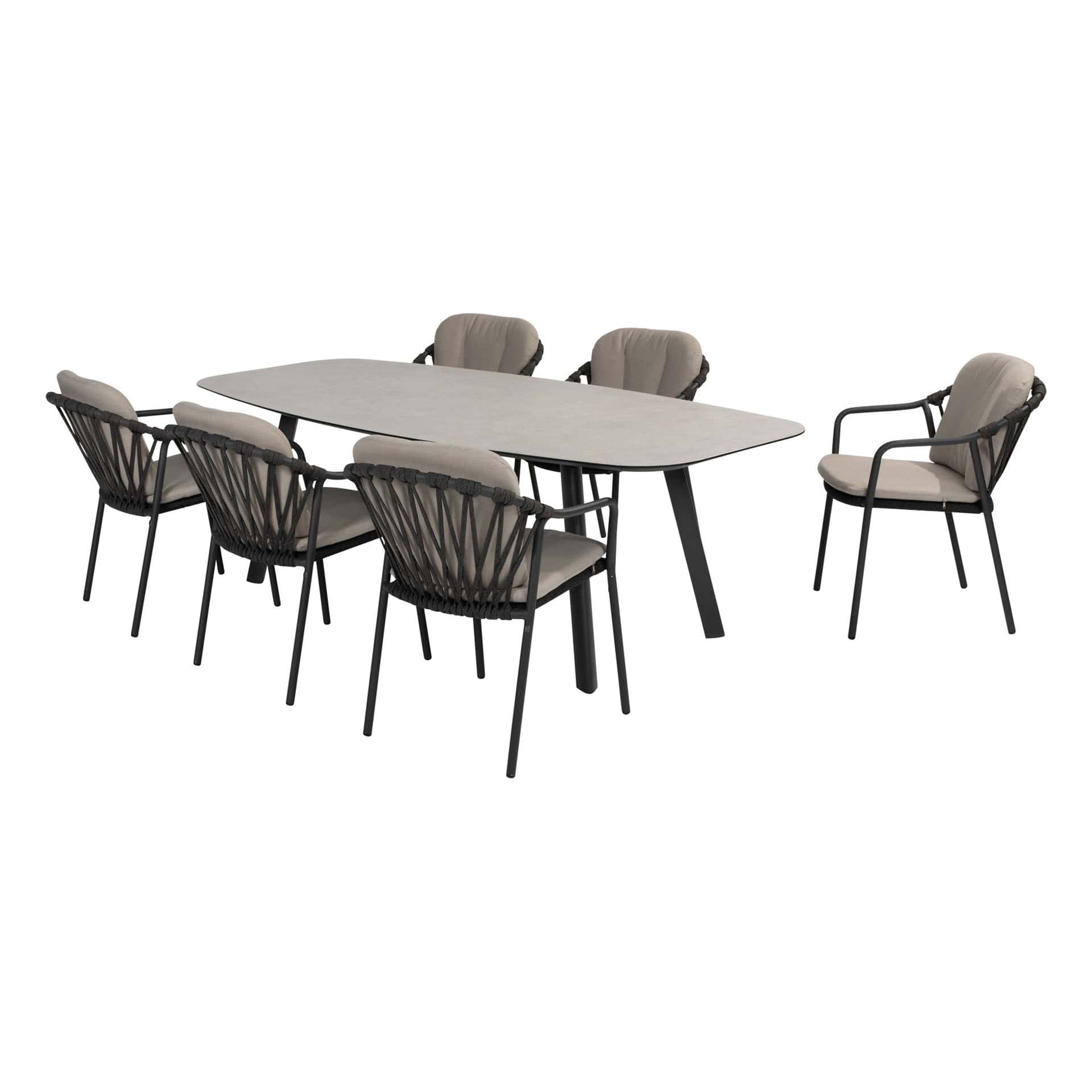 4SO Manitoba dining set anthracite (6 st.) met Manolo tafel 240x103cm