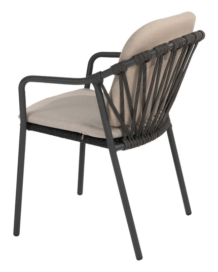 Taste 4SO Manitoba Stackbare Essstuhl Anthrazit + 4 Seasons Outdoor Locarno Tisch HPL Slate Anthrazit 160 Ø cm
