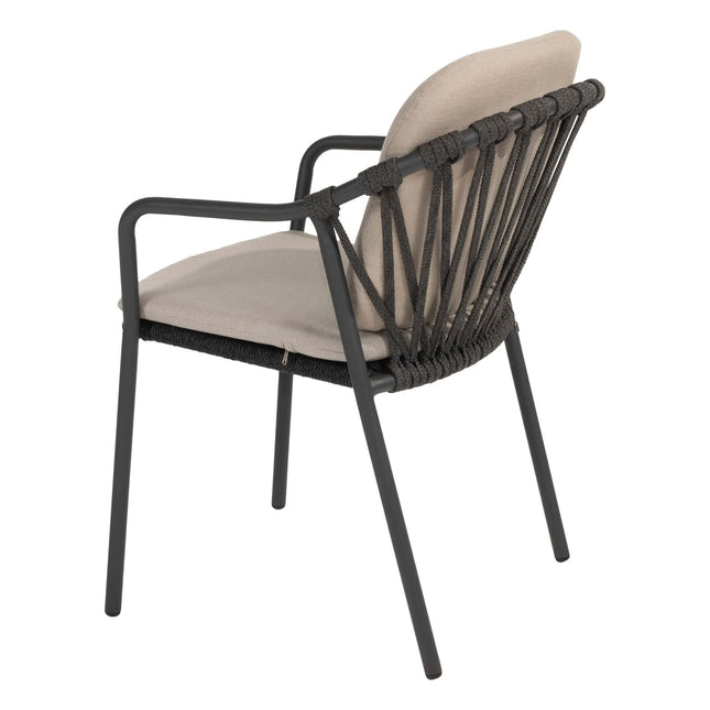 Taste 4SO Manitoba Stapelbare Essstuhl Anthrazit + Prado Tisch mit Keramik -Tisch -Top -Lauf Anthrazit 240 cm