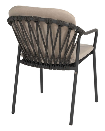 Taste 4SO Manitoba Stackbare Essstuhl Anthrazit + 4 Seasons Outdoor Locarno Tisch HPL Slate Anthrazit 160 Ø cm