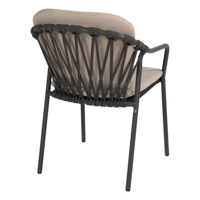 Taste 4SO Manitoba Stapelbare Essstuhl Anthrazit + Prado Tisch mit Keramik -Tisch -Top -Lauf Anthrazit 240 cm