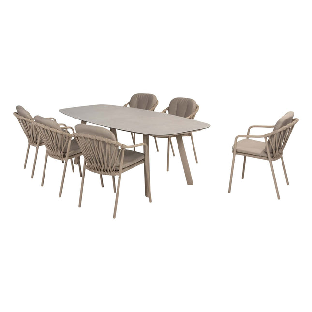 Taste 4SO Manitoba Stapelbare Essstuhl Latte + Manolo Tisch Latte mit bedrucktem Keramiktisch Top 240 cm