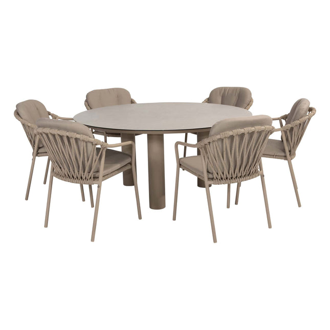 Taste 4SO Manitoba Stapelbares Essstuhl Latte + Donato Tabelle 160 Ø cm mit bedrucktem Keramikblatt