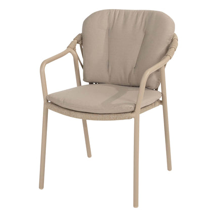 Taste 4SO Manitoba Stapelbares Essstuhl Latte + Prado Teak Tabelle 160 Ø CM Latte Basis