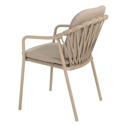 Taste 4SO Manitoba Stapelbares Essstuhl Latte + Prado Teak Tabelle 160 Ø CM Latte Basis