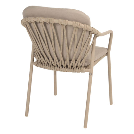 Taste 4SO Manitoba Stapelbares Essstuhl Latte + Prado Teak Tabelle 160 Ø CM Latte Basis
