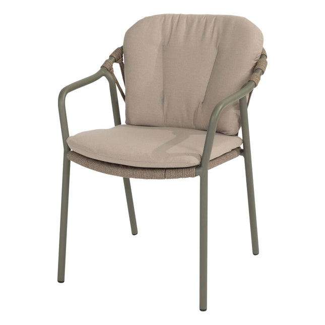 Taste 4SO Manitoba Stapelbare Essstuhl Olive + Liam Esstisch Teak 180 cm