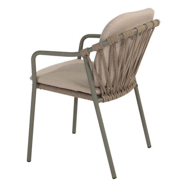 Taste 4SO Manitoba Stapelbares Essstuhl Olive + Prado Teaktabelle 130 Ø CM Teak -Basis