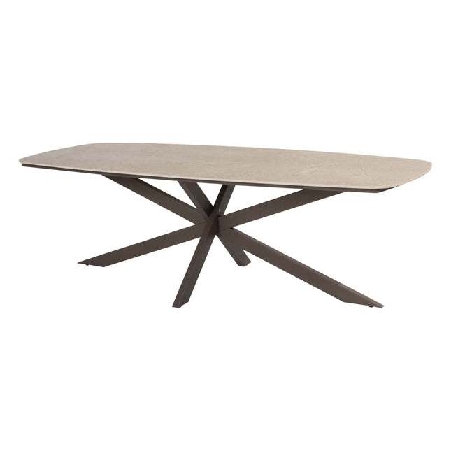 4 Seasons Outdoor Bernini Essstuhl + Taste 4SO Prado Tisch mit Keramiktisch Top Barrel Terre 240 cm