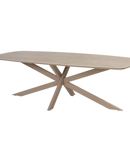 4 Jahreszeiten Outdoor Allora Essstuhl Latte + Geschmack 4so Prado Tisch mit Keramiktisch Top Barrel Latte 240 cm