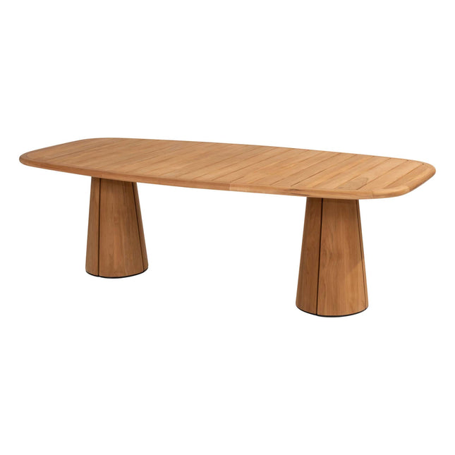 4 Seasons Outdoor Allora Essstuhl Latte + Taste 4SO Capri Tisch-Fass-Form-Teak 240 cm