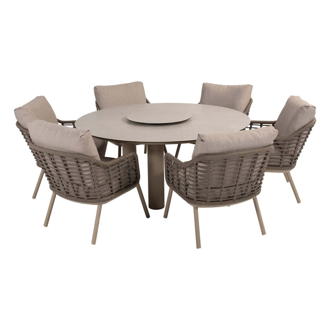Taste 4SO Puglia niedriger Esstuhl + Donato Low Dining Tabelle 160 Ø cm Latte